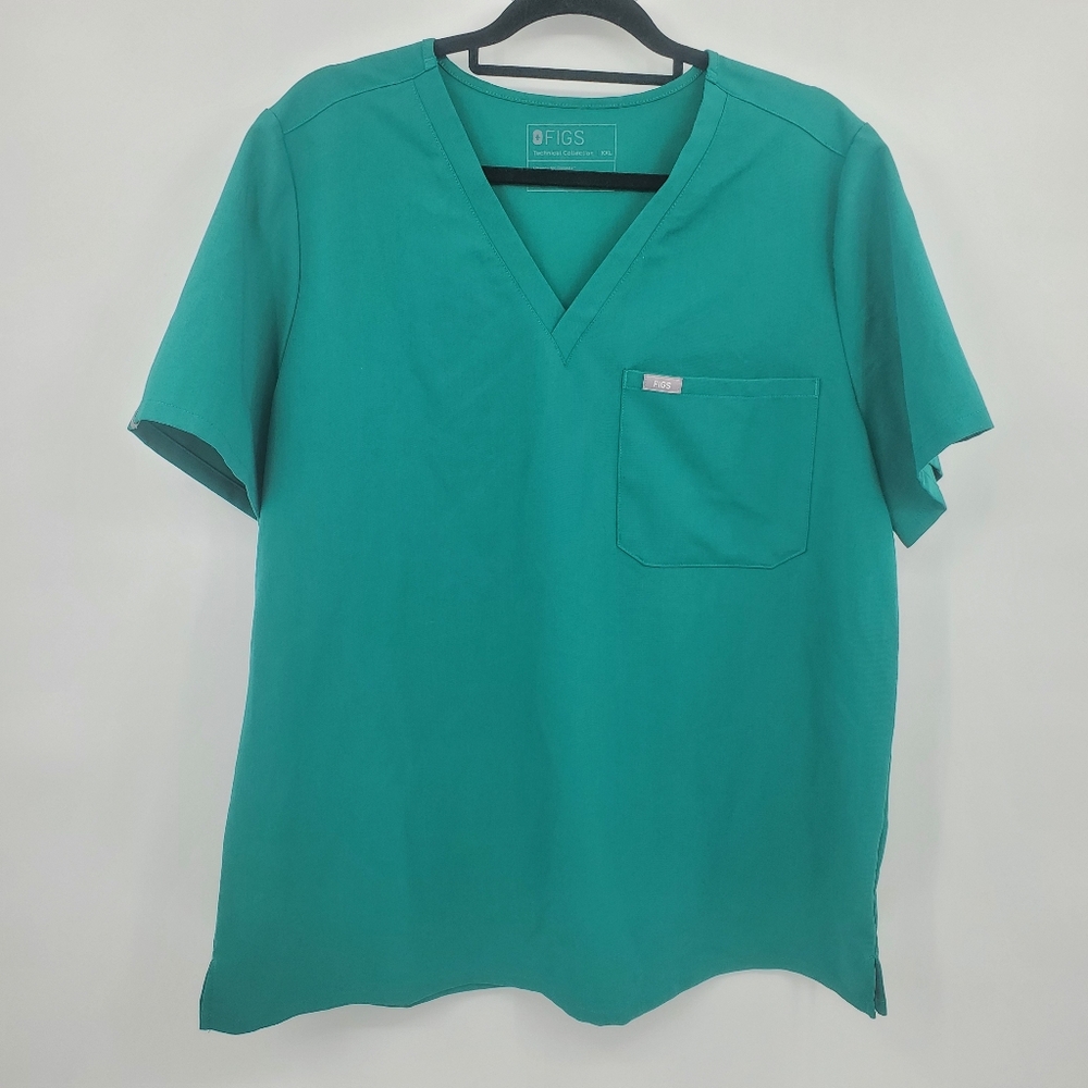 Figs Caterina Technical Collection Kelly Green Scrub Top Size XXL PO #1661